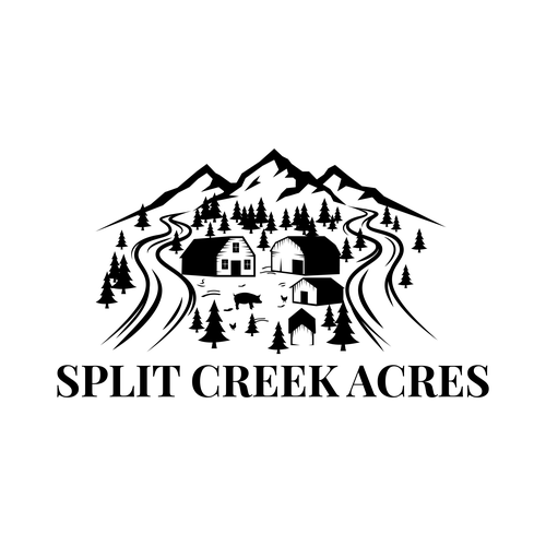 Line drawing design with the title 'Split Creek Farm'