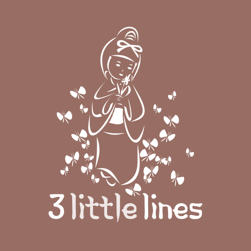 Japanese artwork with the title 'Create a poetic japanese logo for 3 Little Lines'