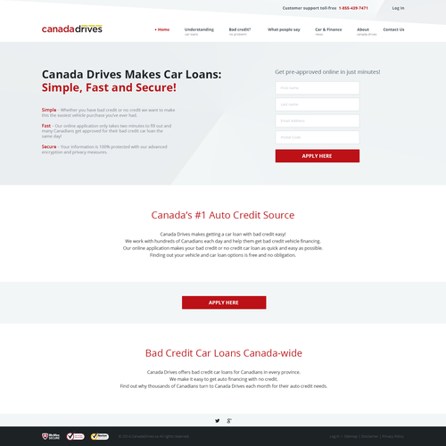 Design firm website with the title 'Homepage For Canadian Auto Loan Website'