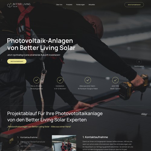 Solar panel design with the title 'Home page design for a Solar company'