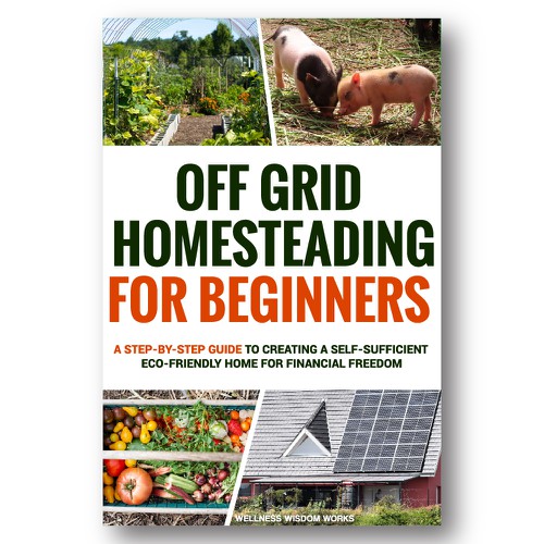 Village design with the title 'Cover for book about off grid life'