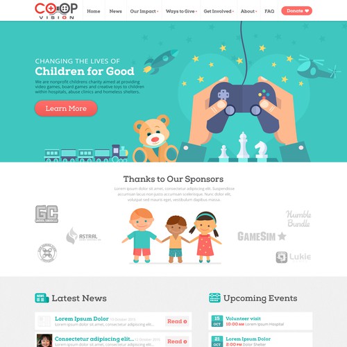 Illustration website with the title 'Children's Charity'