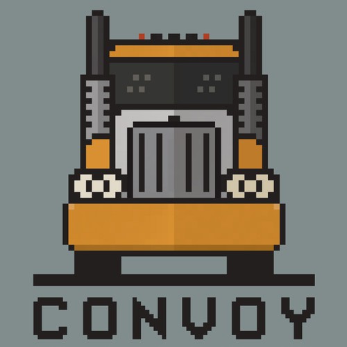 Pixel art design with the title 'Convoy Logo Design'