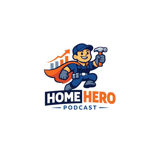 Construction company logo with the title 'Home Hero Podcast Logo'