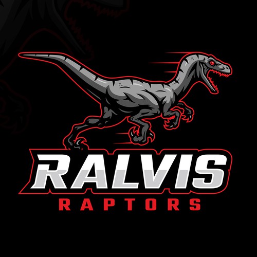 Muscle logo with the title 'Strong Velociraptor Mascot Logo For Sports Performance Facility'