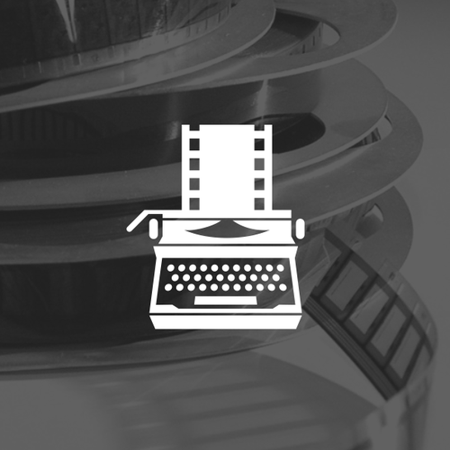 Typewriter design with the title 'typewriter + film movie logo concept'