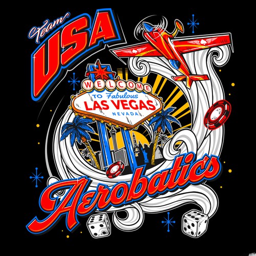 Vegas design with the title 'Team USA Aerobatics'