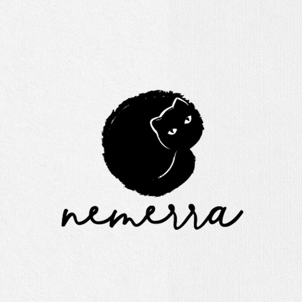 Black cat design with the title 'Nemerra Logo design'