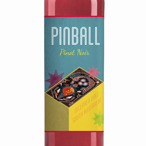 Pinball design with the title 'Wine Label Design'