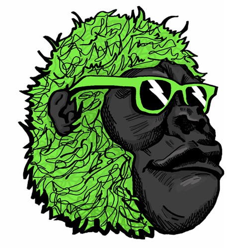 Line art t-shirt with the title 'Illustration of a mascot. '