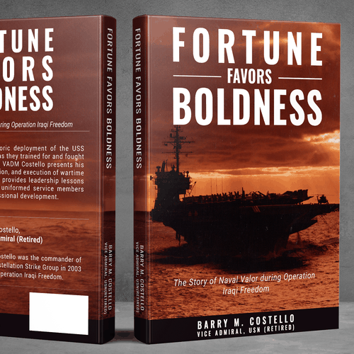 Navy design with the title 'Fortune Favrs Boldness'