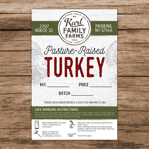 Farm packaging with the title 'Meat label'