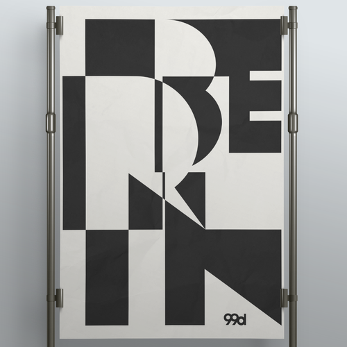 Lettering illustration with the title '99designs Berlin poster'