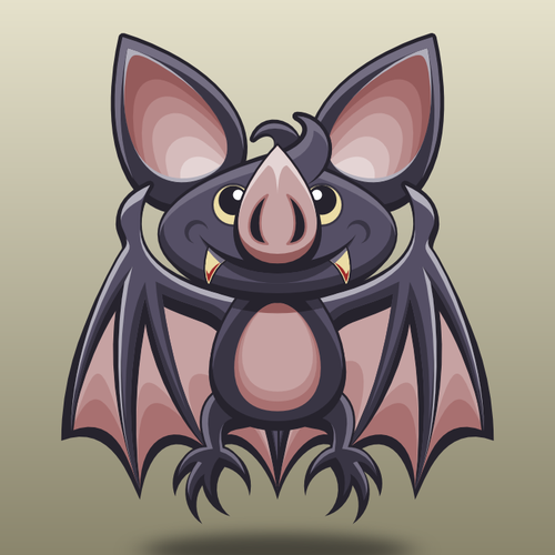 Bat design with the title 'Bat mascot and logo for gaming service'