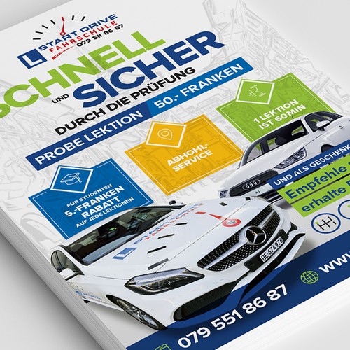 Red and blue design with the title 'StardtDrive Flyer'