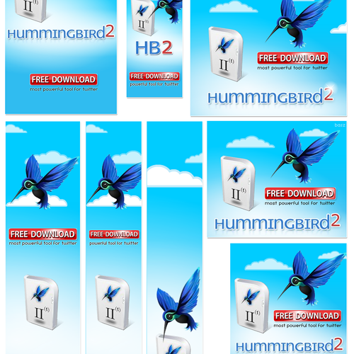 GIF design with the title '"Hummingbird 2" - Software release! animated flash banners'