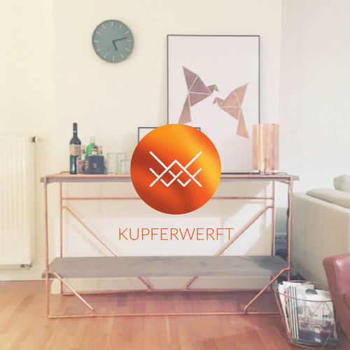 Concrete design with the title 'Logo for 'Kupferwerft', a copper and concrete furniture company.'