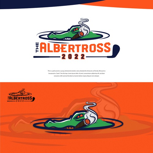 Crocodile logo with the title 'Florida Gators Frat brothers Golf Event Logo'