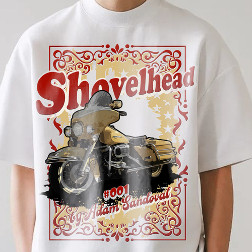 Bike t-shirt with the title 'Shovelhead Vintage Ride Tee'