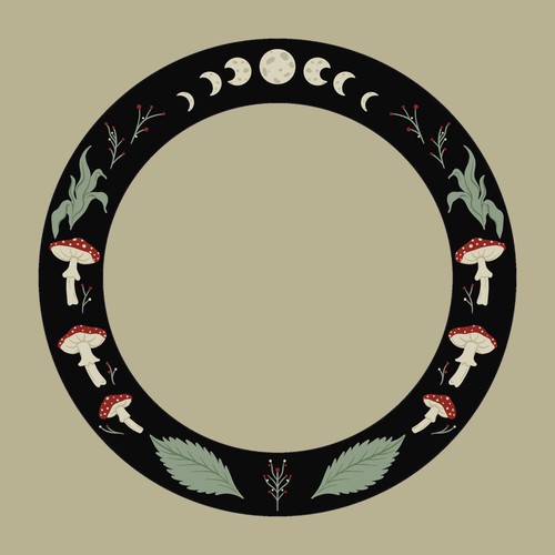 Moon artwork with the title 'brim hat illustration'