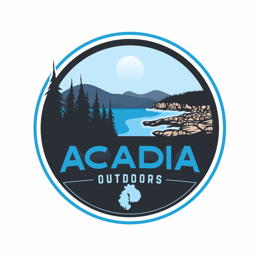 Beach logo with the title 'ACADIA outdoors store logo'