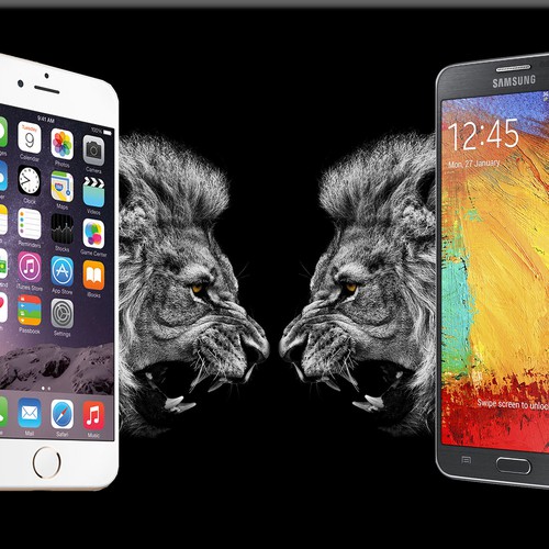 Wallpaper design with the title 'Samsung Vs Apple Wallpaper'