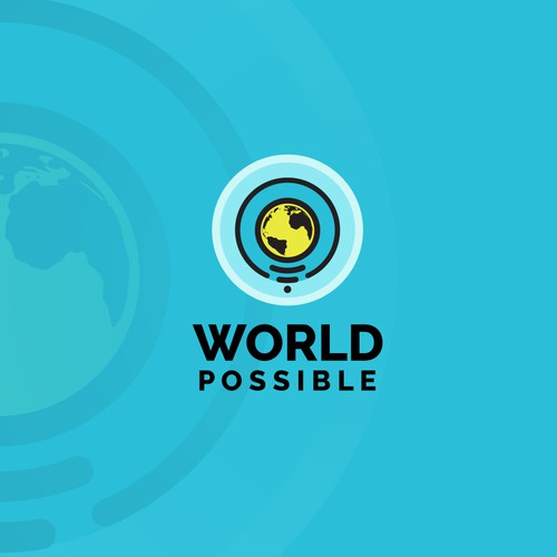 Blue and yellow logo with the title 'Logo Concept for World Possible'