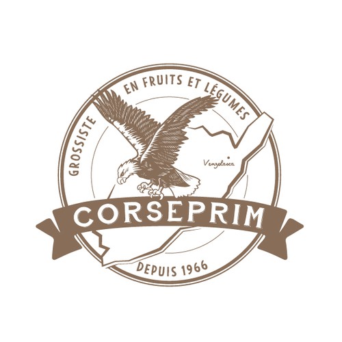 Eagle logo with the title 'Logo for family business that sells fruits and vegetables in Corsica'