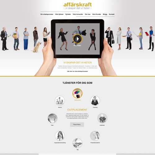 Homepage website with the title 'Help Affärskraft  with a new website design'