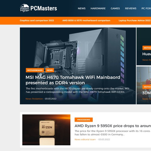 Magazine website with the title 'PC Magazine website'