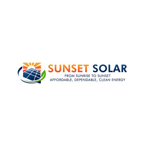 Solar panel design with the title 'SUNSET SOLAR'