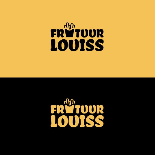 French fries logo with the title 'Frituur Louiss (Trendy fries shop logo)'