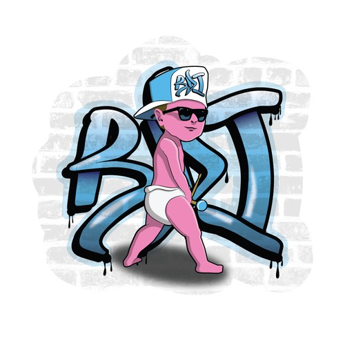 Drummer logo with the title 'Graffiti-inspired design for musician'