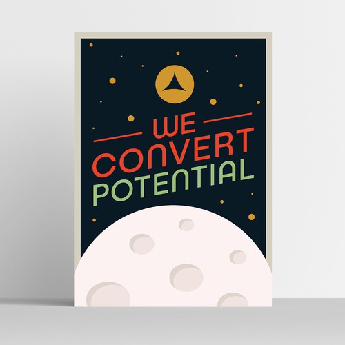 Mid-Century design with the title 'Mid-century moon race inspired poster design'