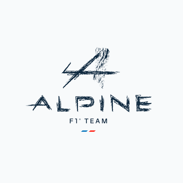 Aggressive logo with the title 'Alpine F1 Team Logo Redesign'