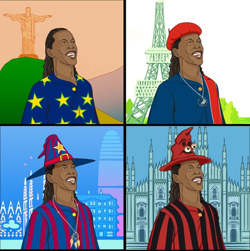 Football illustration with the title 'Ronaldinho Witcher'
