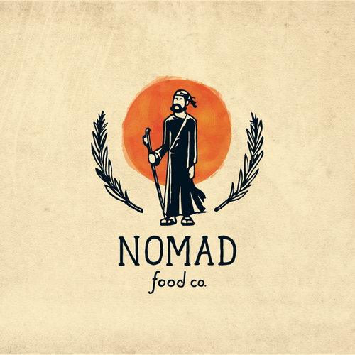 Watercolor brand with the title 'Mediterranean food logo concept'