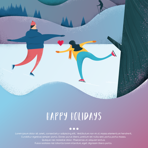 Skating design with the title 'Happy Holidays - Greeting Card'
