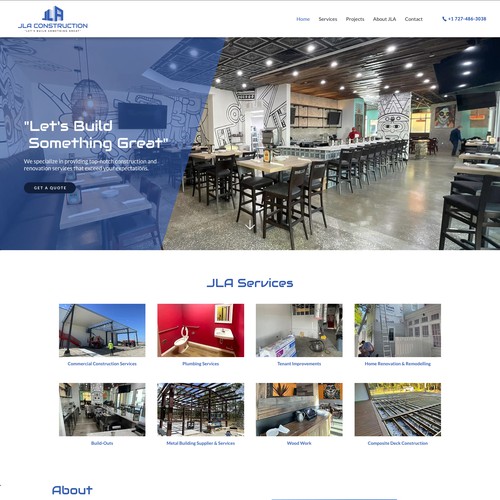 Renovation design with the title 'JLA Constructions Wix website design & development + Logo'