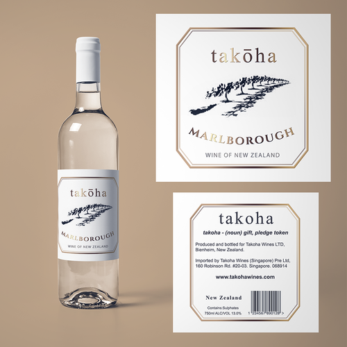 Art label with the title 'Takoha Bottle'