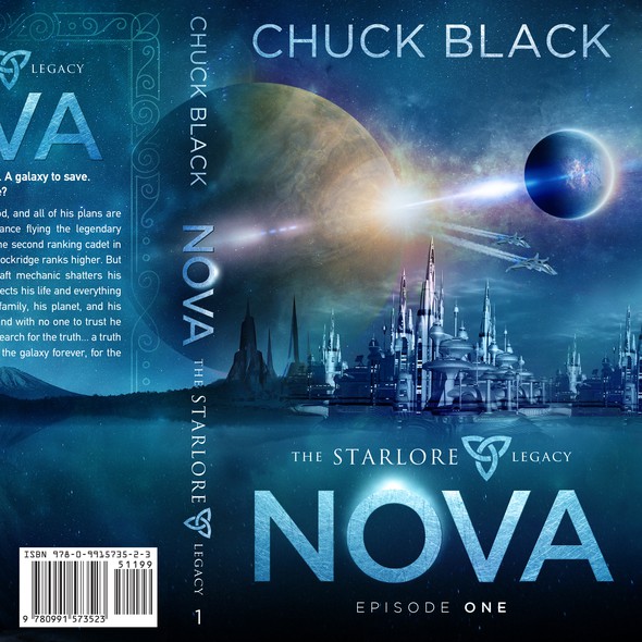 Futuristic book cover with the title 'NOVA - The Starlore Legacy'