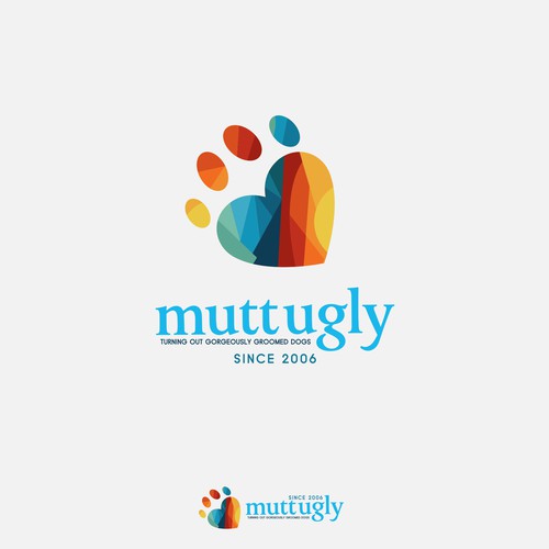 Pastel logo with the title 'Love and care for dogs with modern look'