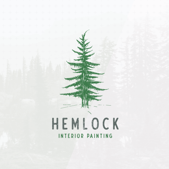 Retro brand with the title 'Handdrawn hemlock tree logo'