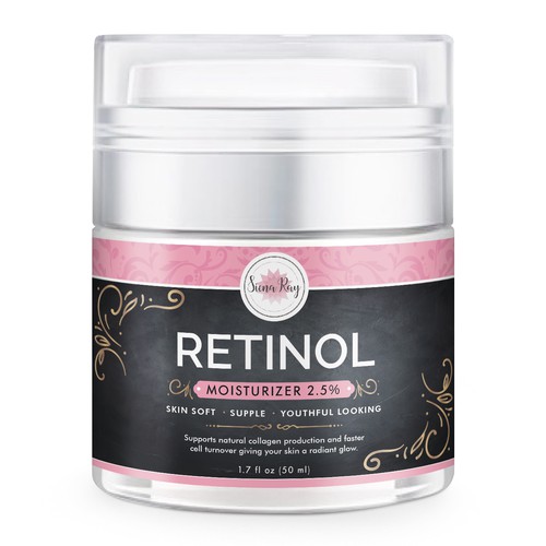Pink label with the title 'Retinol Moisturizer'
