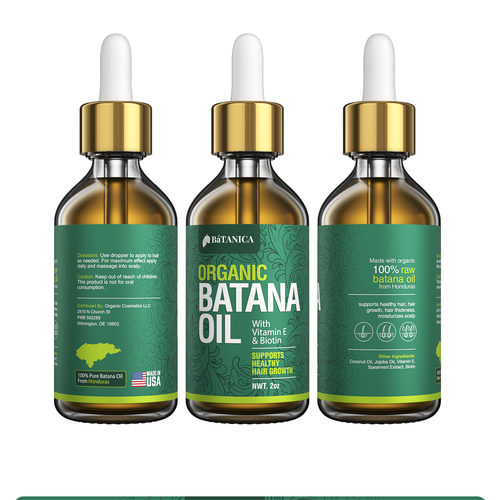 Natural label with the title 'Organic Batana Oil'