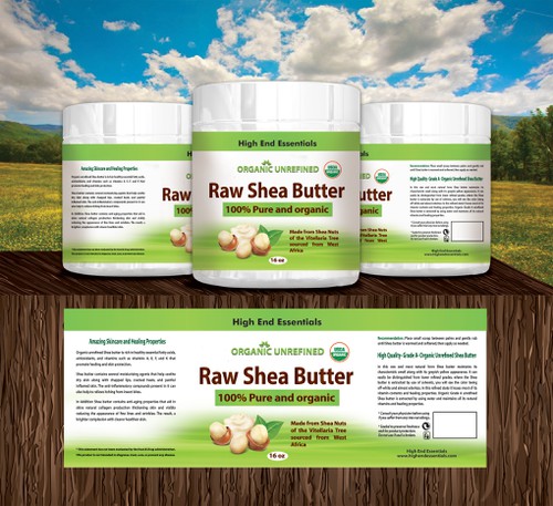 Butter label with the title 'Raw shea butter'