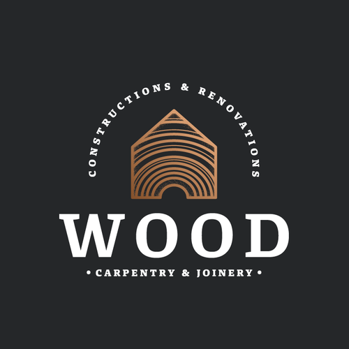 Carpentry design with the title 'Sophisticated and unique logo for construction and renovation firm.'