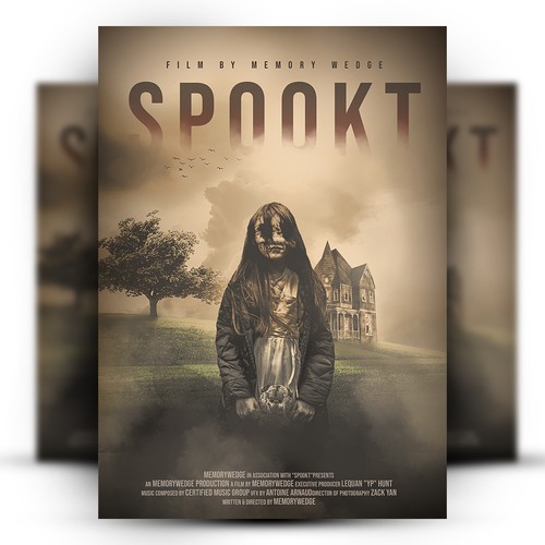 Doll design with the title 'Horror Thriller Movie Poster Design'