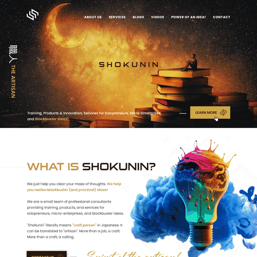 White background design with the title 'Shokunin'