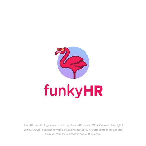 Flamingo logo with the title 'funkyHR Logo'